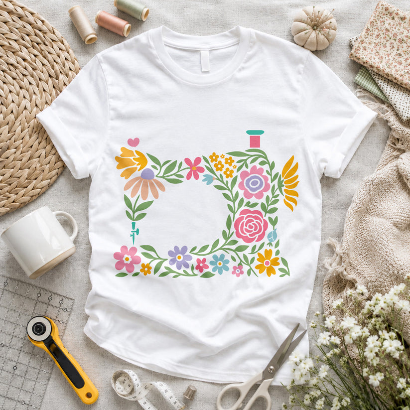 Floral Sewing Machine T-shirt