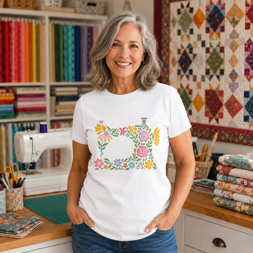 Floral Sewing Machine T-shirt