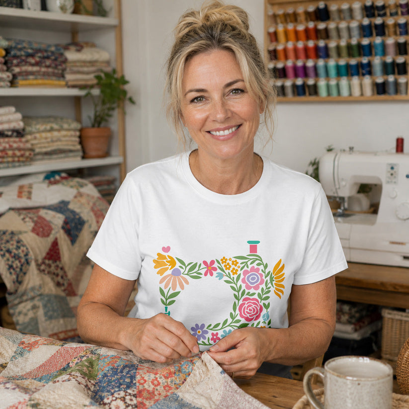 Floral Sewing Machine T-shirt