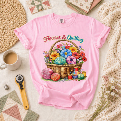 Flowers And Quilting Basket Wildflowers T-Shirt - Blossom