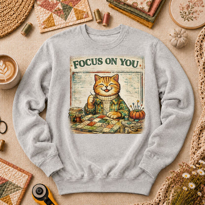 Focus On You Vintage Cat Sewing Long Sleeve - Sport Grey