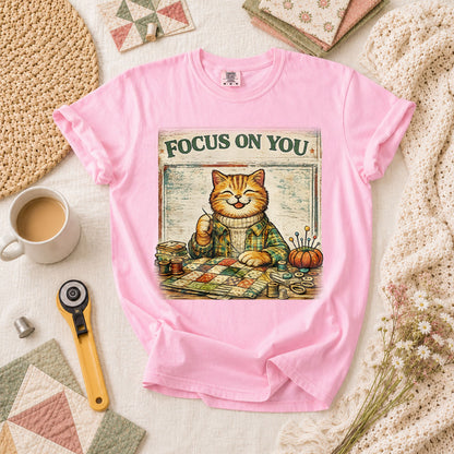 Focus On You Vintage Cat Sewing T-Shirt - Blossom