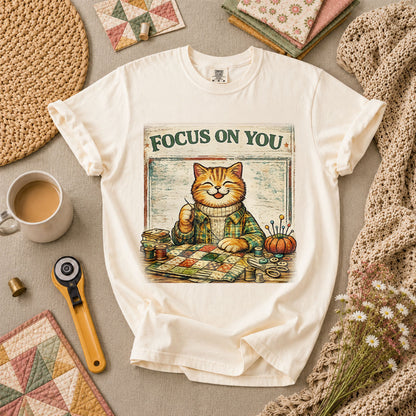 Focus On You Vintage Cat Sewing T-Shirt - Ivory