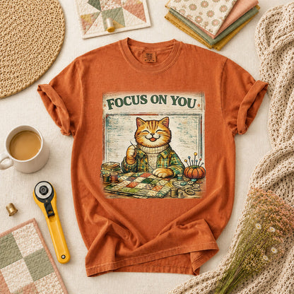 Focus On You Vintage Cat Sewing T-Shirt - Yam
