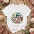 Fueled By Quilting And True Crime Skeleton Women's V-Neck