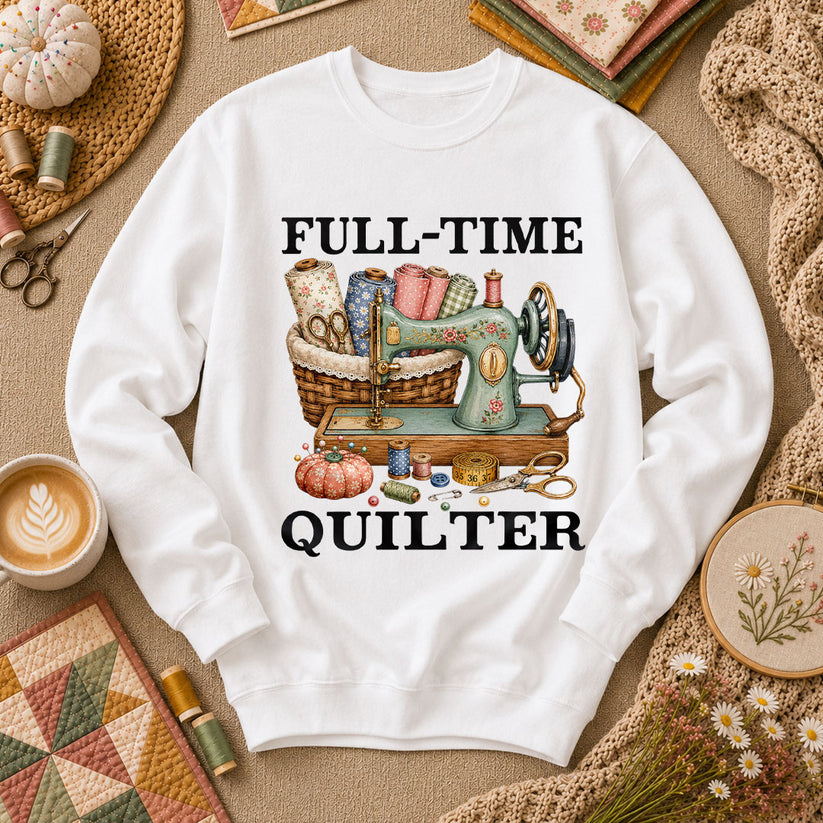 Full Time Quilter Long Sleeve - White