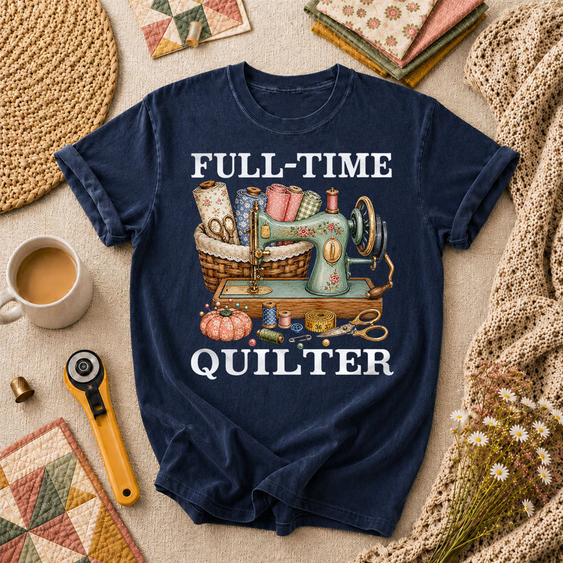 Full Time Quilter T-Shirt - Navy