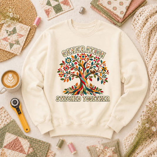 Generation Stitched Together Family Tree Long Sleeve - Natural