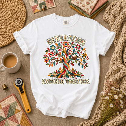Generation Stitched Together Family Tree T-Shirt - White