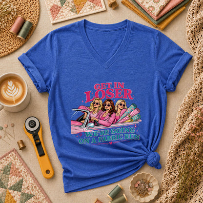 Get In Loser Fabric Run Women's V-Neck - Heather True Royal