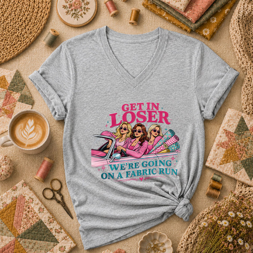 Get In Loser Fabric Run Women's V-Neck - Sport Grey