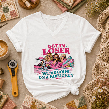 Get In Loser Fabric Run Women's V-Neck - White