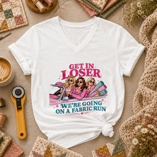Get In Loser Fabric Run Women's V-Neck - White