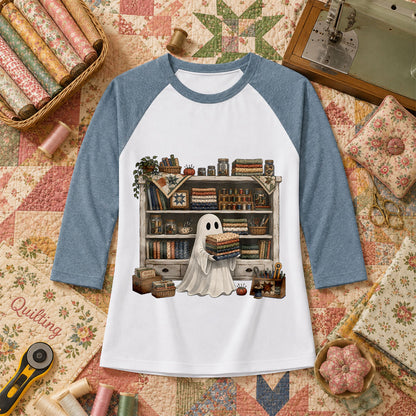 Ghost In The Quilt Shop Halloween Raglan Sleeve - Denim