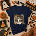Ghost In The Quilt Shop Halloween Women's V-Neck