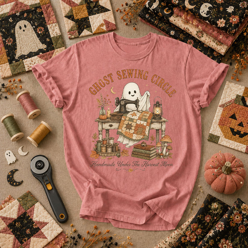 Ghost Sewing Circle Handmade Under The Harvest Moon T-Shirt - Heather Mauve
