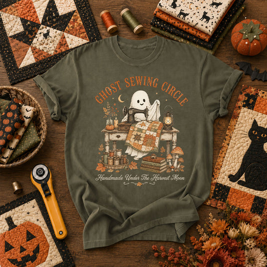 Ghost Sewing Circle Handmade Under The Harvest Moon T-Shirt - Military Green