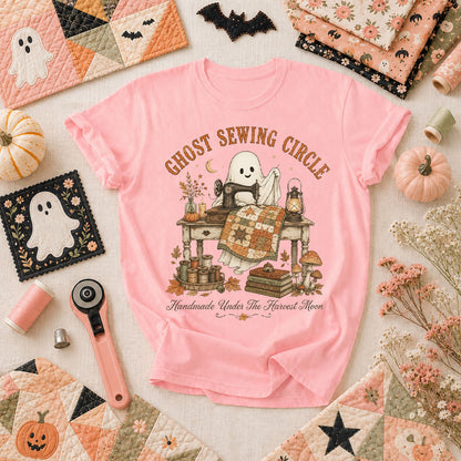 Ghost Sewing Circle Handmade Under The Harvest Moon T-Shirt - Pink