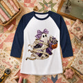 Ghost Wrapped In Measuring Tape With Pumpkin Raglan Sleeve