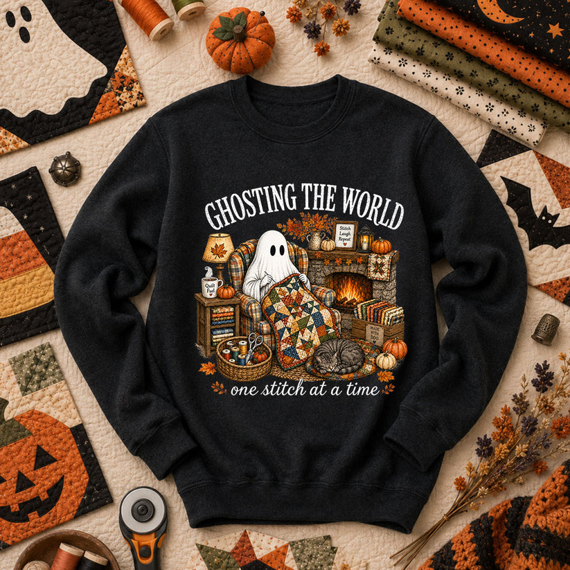 Ghosting The World One Stitch At A Time Long Sleeve - Black