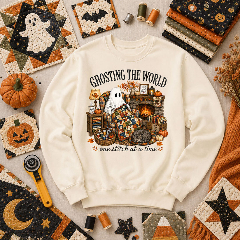 Ghosting The World One Stitch At A Time Long Sleeve - Natural