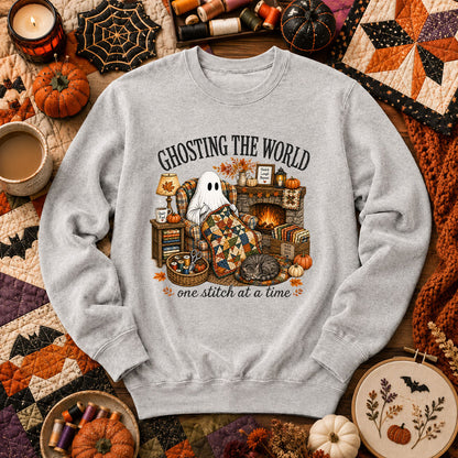 Ghosting The World One Stitch At A Time Long Sleeve - Sport Grey