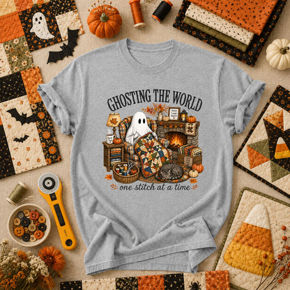 Ghosting The World One Stitch At A Time T-Shirt - Athletic Heather