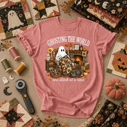 Ghosting The World One Stitch At A Time T-Shirt - Heather Mauve