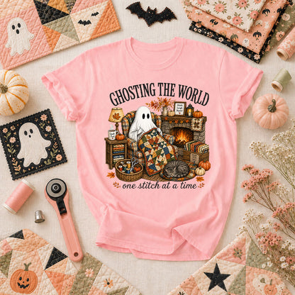 Ghosting The World One Stitch At A Time T-Shirt - Pink