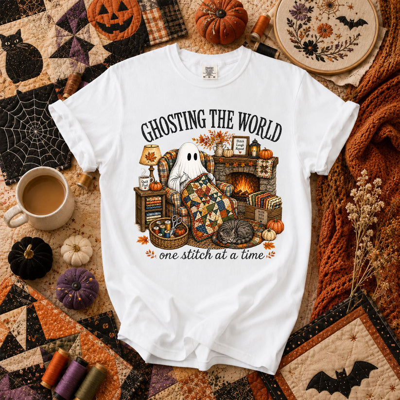 Ghosting The World One Stitch At A Time T-Shirt - White