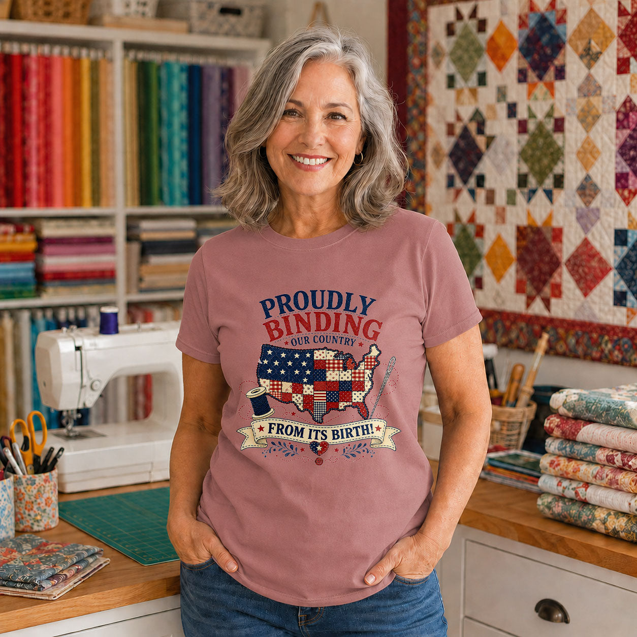 God Bless the USA Patchwork Letters - Black view 4