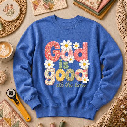 God Is Good All The Time Long Sleeve - Heather True Royal