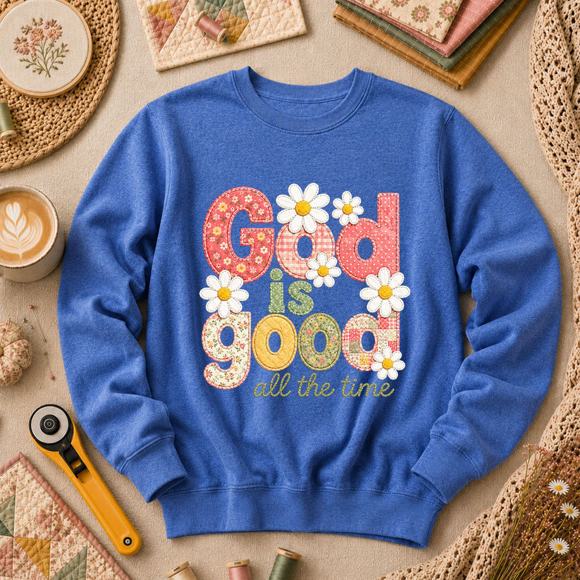 God Is Good All The Time Long Sleeve - Heather True Royal