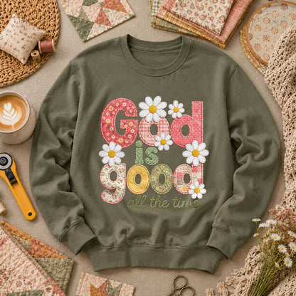 God Is Good All The Time Long Sleeve - Military Green