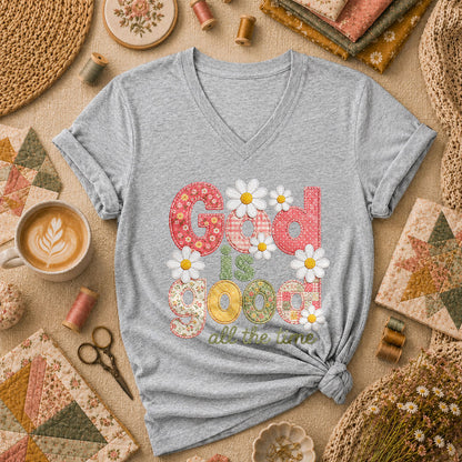 God Is Good All The Time Women's V-Neck - Sport Grey