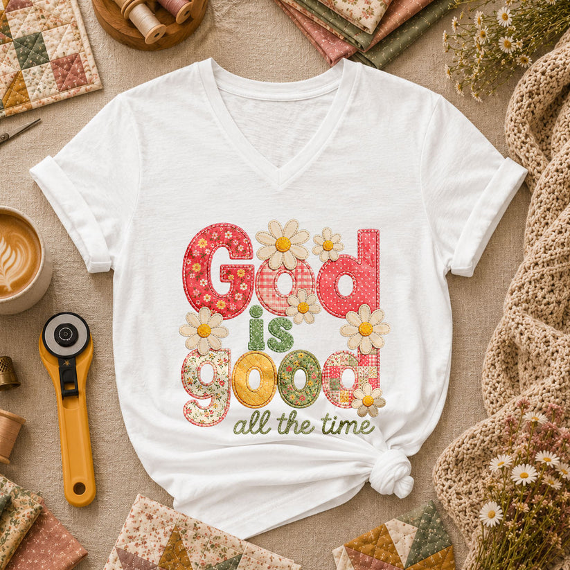 God Is Good All The Time Women's V-Neck - White