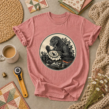 Godzilla Quilter Craft Destroy Repeat Vintage T-Shirt - Heather Mauve