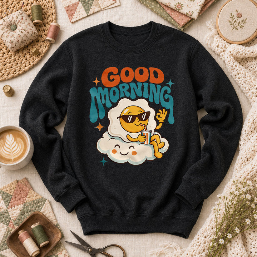 Good Morning Egg Cloud Long Sleeve - Black