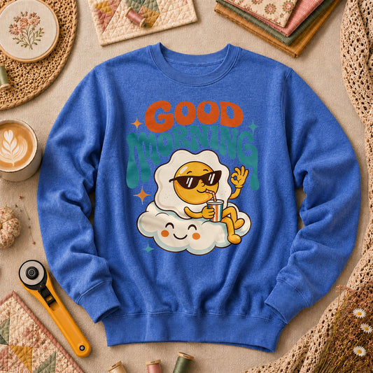 Good Morning Egg Cloud Long Sleeve - Heather True Royal