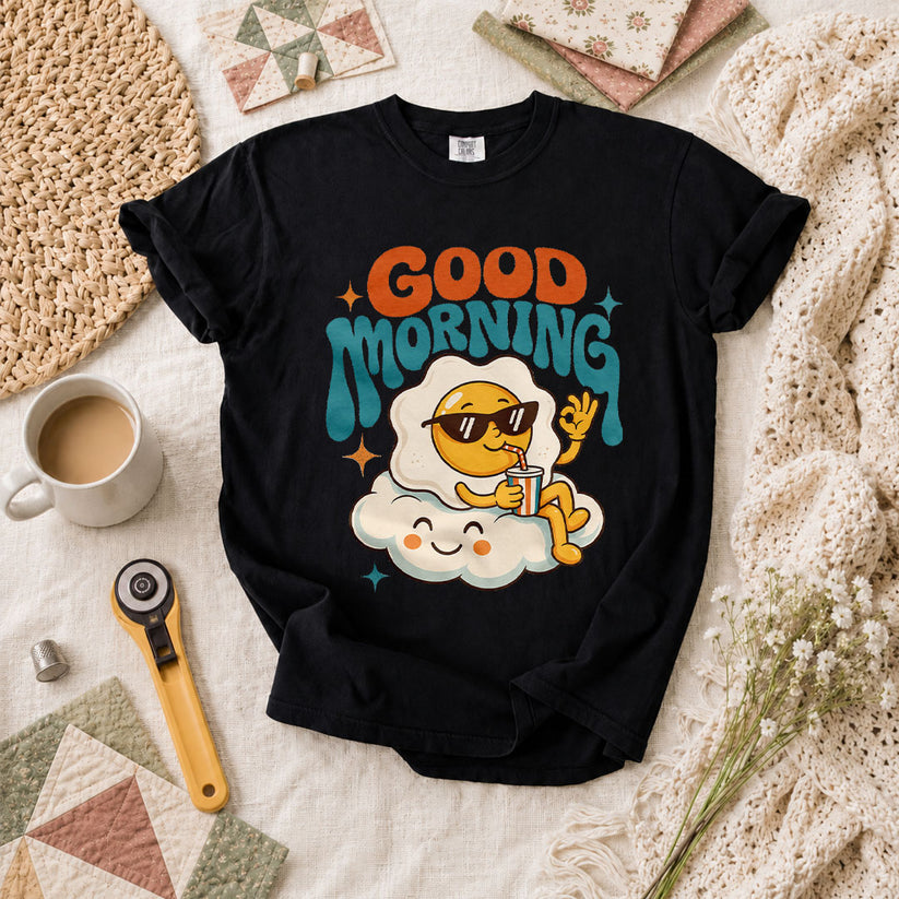 Good Morning Egg Cloud T-Shirt - Black