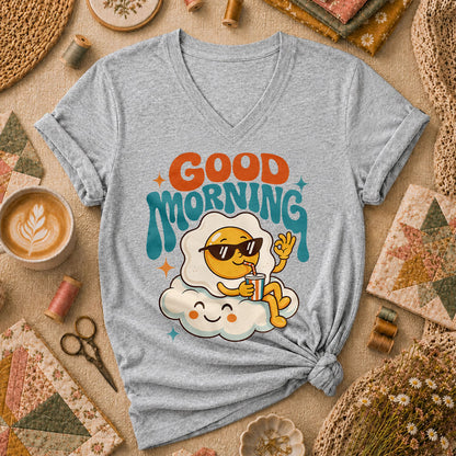 Good Morning Egg Cloud Women's V-Neck - Sport Grey