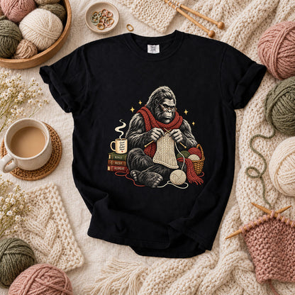 Gorilla Knitter Good Yarn Better Mood T-Shirt - Black