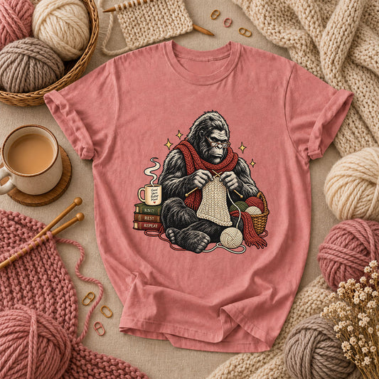 Gorilla Knitter Good Yarn Better Mood T-Shirt - Heather Mauve