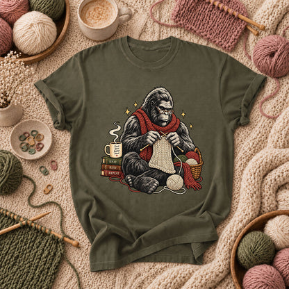 Gorilla Knitter Good Yarn Better Mood T-Shirt - Military Green