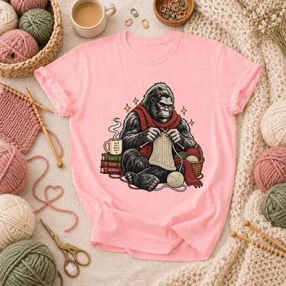 Gorilla Knitter Good Yarn Better Mood T-Shirt - Pink