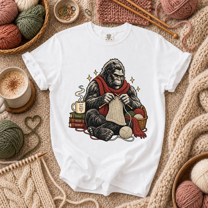 Gorilla Knitter Good Yarn Better Mood T-Shirt - White