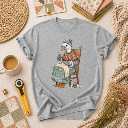 Grandma Goose Knitting Rocking Chair Vintage T-Shirt - Athletic Heather