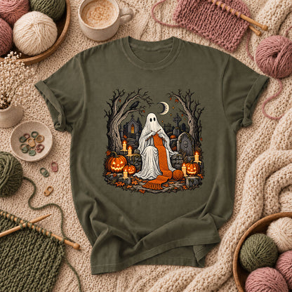 Graveyard Ghost Knitter T-Shirt - Military Green