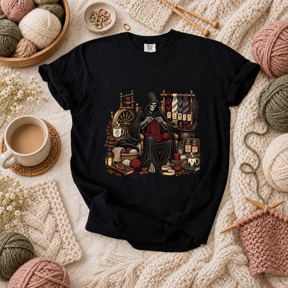 Grim Reaper Knitting Room T-Shirt - Black