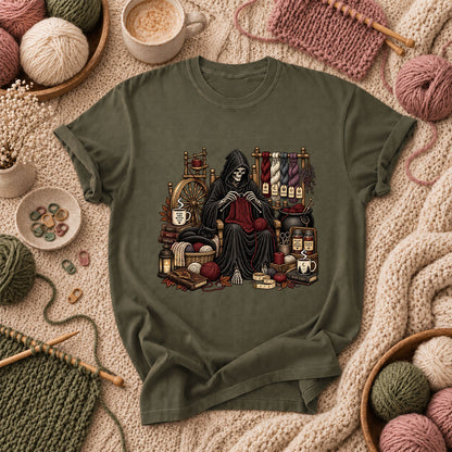 Grim Reaper Knitting Room T-Shirt - Military Green
